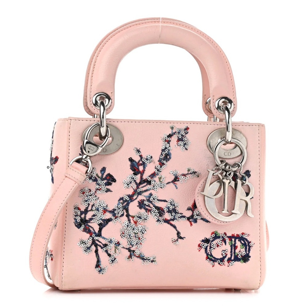Christian Dior Lady Dior Pink Embroidered Sequin Floral Limited Edition Bag - Picture 6 of 17
